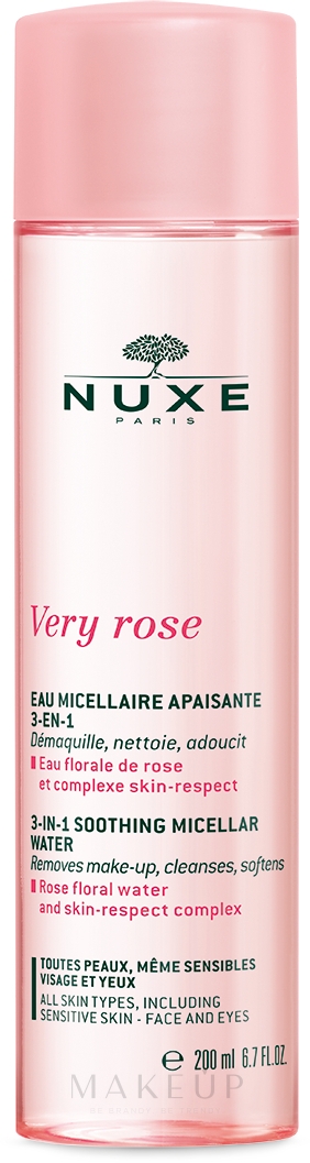 3in1 Beruhigendes Mizellen-Reinigungswasser zum Abschminken mit Rosenblütenwasser - Nuxe Very Rose 3 in 1 Soothing Micellar Water — Bild 200 ml