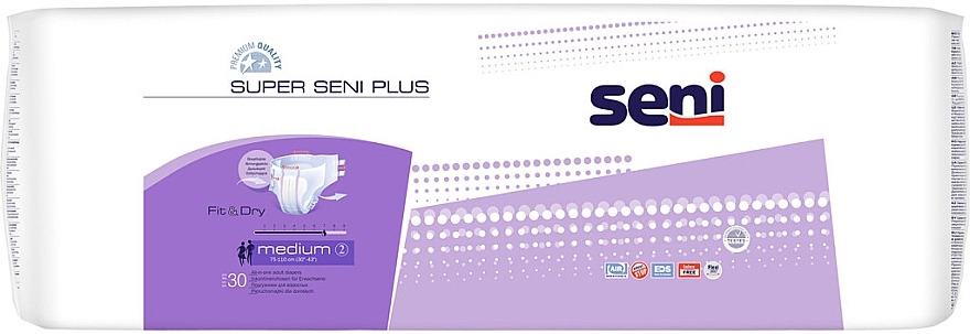 Windeln für Erwachsene Super Seni Plus 75-110 cm - Seni Medium 2 Fit & Dry  — Bild N3