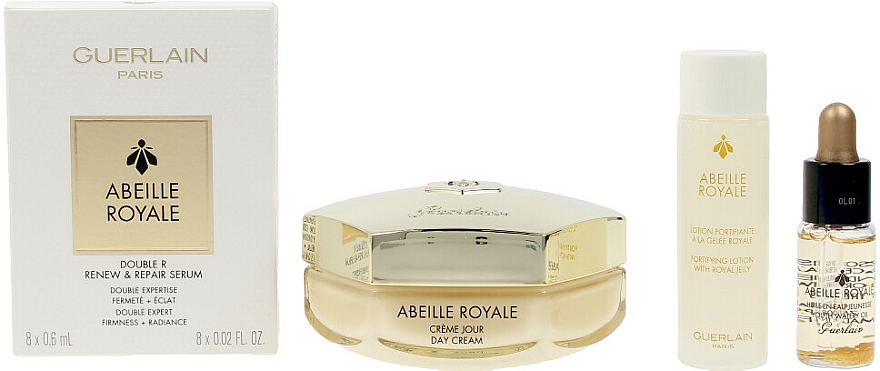 Gesichtspflegeset - Guerlain Abeille Royale Programme Anti Age (Gesichtscreme 50ml + Gesichtslotion 15ml + Serum 15ml + Öl-Serum für das Gesicht 0,6mlx8 + Kosmetiktasche) — Bild N2