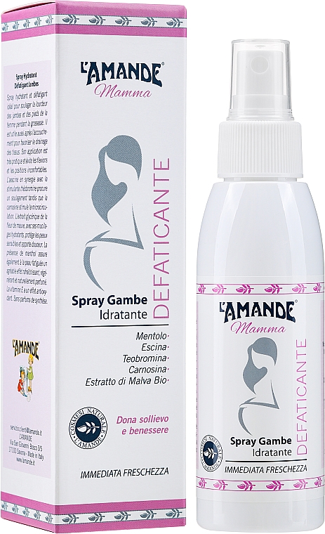 Anti-Müdigkeit Fußspray für Schwangere mit Menthol und Malvenextrakt - L'Amande Mamma Relaxing Moisturizing Leg Spray — Bild N2