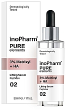 Straffendes Gesichtsserum mit 3% Matrixyl und Hyaluronsäure - InoPharm Pure Elements 3% Matrixyl + HA Lifting Serum — Bild N1