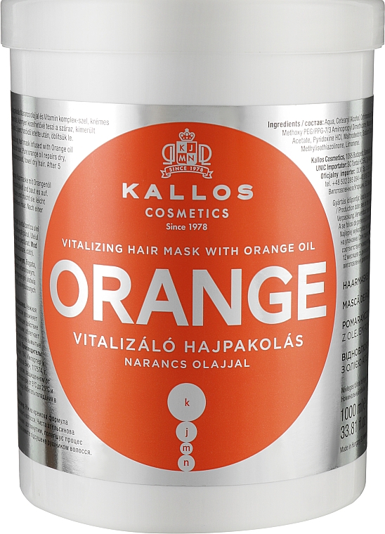 Vitalisierende Haarmaske mit Orangenöl - Kallos Cosmetics KJMN Orange Vitalizing Hair Mask With Orange Oil — Bild N3