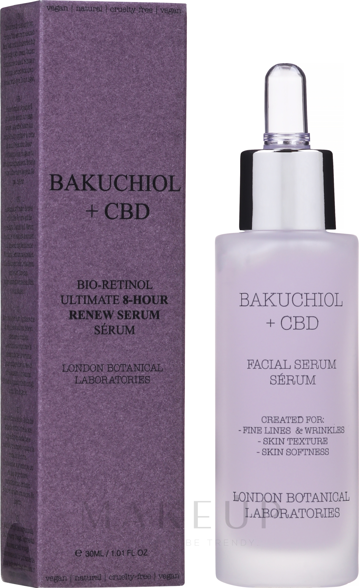 Gesichtsserum gegen Falten und feine Linien mit Bakuchiol und CBD - London Botanical Laboratories Bakuchiol + CBD Serum — Bild 30 ml