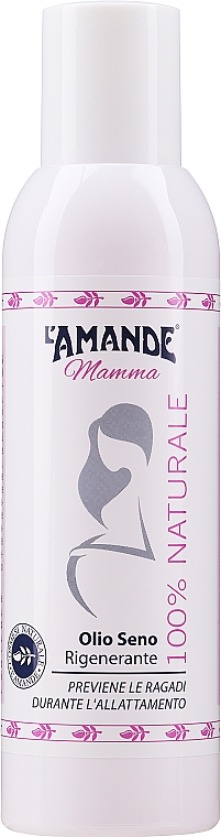 Regenerierendes Brust-Massageöl für werdende Mütter und nach der Geburt mit Vitamin E, Mandel- und Ringelblumenöl - L'Amande Mamma Olio Seno Rigenerante 100% Naturale — Bild N1
