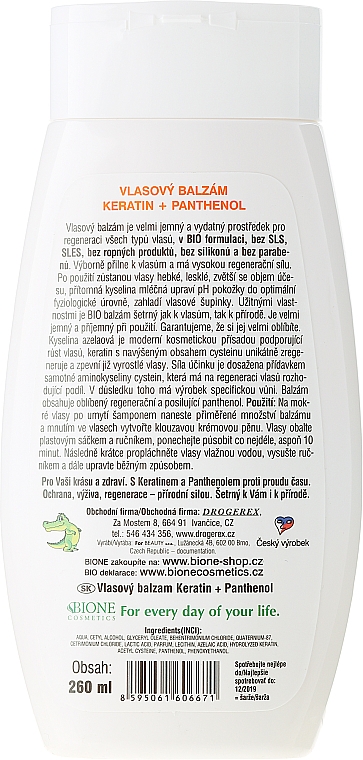 Keratin & Panthenol Haarspülung - Bione Cosmetics Keratin + Panthenol Hair Balm — Bild N2
