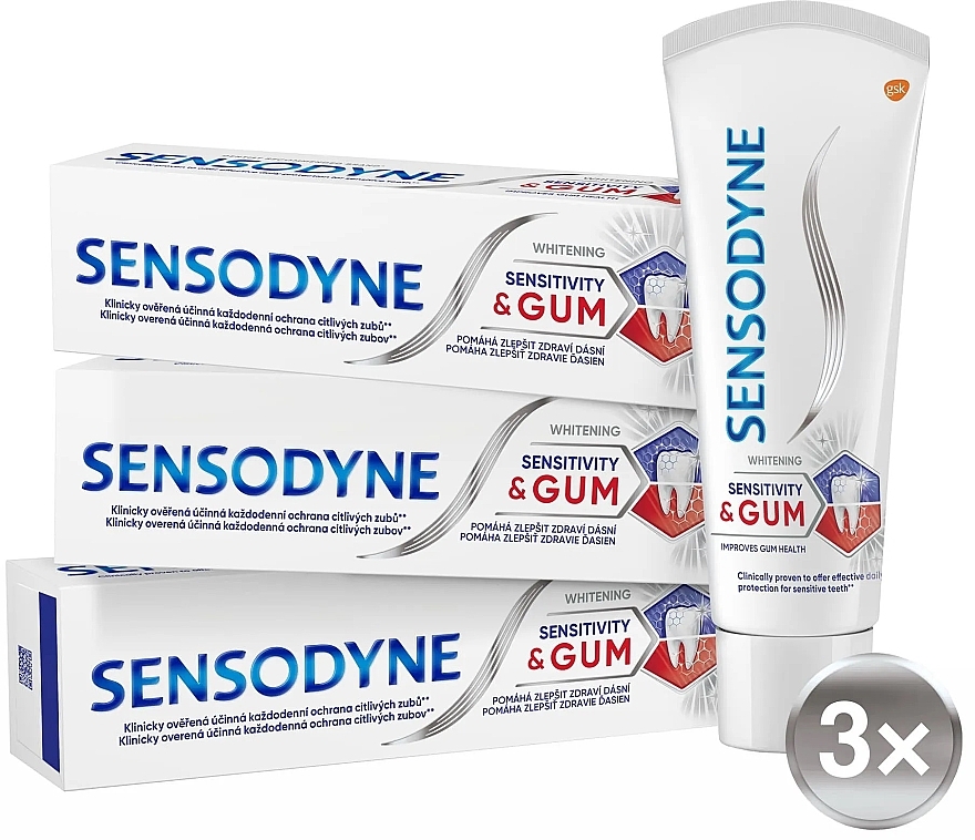 Set - Sensodyne Sensitivity & Gum Whitening Trio (toothpaste/75mlx3) — Bild N1