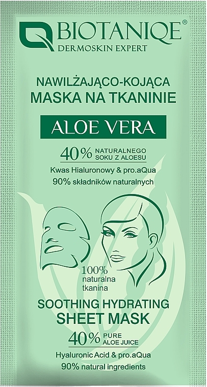 Feuchtigkeitsspendende und beruhigende Tuchmaske mit Aloe Vera - Biotaniqe Aloe Vera Soothing Hydrating Sheet Mask — Bild N1