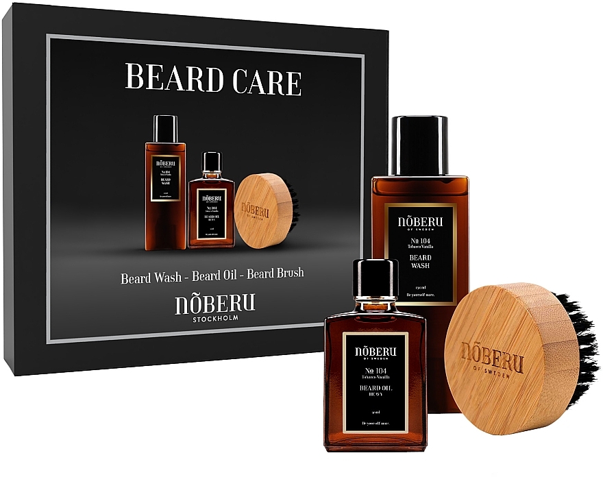 Set - Noberu Of Sweden Beard Care (Bartshampoo/130 ml + Bartöl/30 ml + Bartbürste/1 St.)  — Bild N1