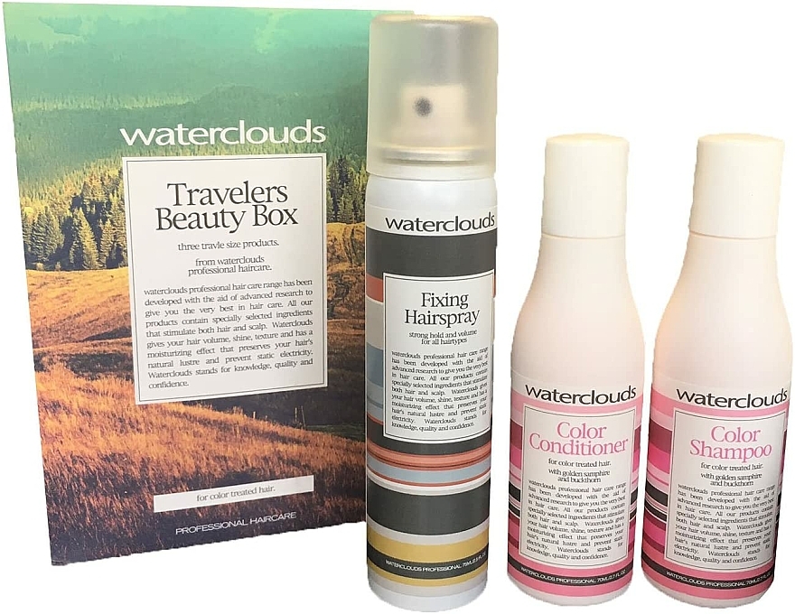 Haarpflegeset - Waterclouds Travelers Beauty Box Color (Haarspray 75ml + Haarspülung 70ml + Haarshampoo 70ml) — Bild N1