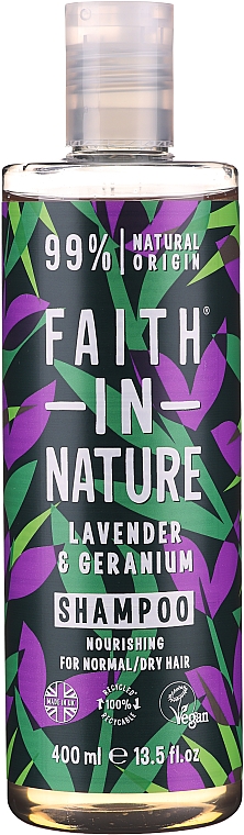 Nährendes Shampoo mit Lavendel und Geranie für normales und trockenes Haar - Faith In Nature Lavender & Geranium Shampoo — Bild N1
