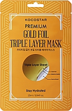Düfte, Parfümerie und Kosmetik Gesichtsmaske mit Goldpartikeln - Kocostar Triple Layer Face Mask Premium Gold Foil