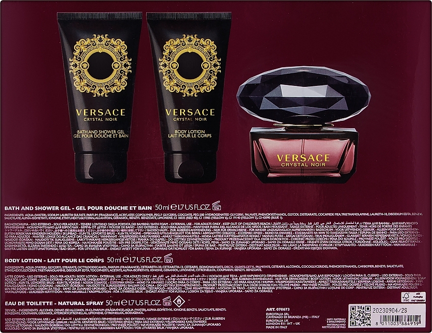 Versace Crystal Noir - Duftset (Eau de Toilette 50ml + Körperlotion 50ml + Duschgel 50ml) — Bild N3