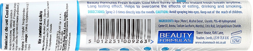 Erfrischendes Mundspray mit Minzegeschmack - Beauty Formulas Fresh Breath Cool Mint — Bild N2