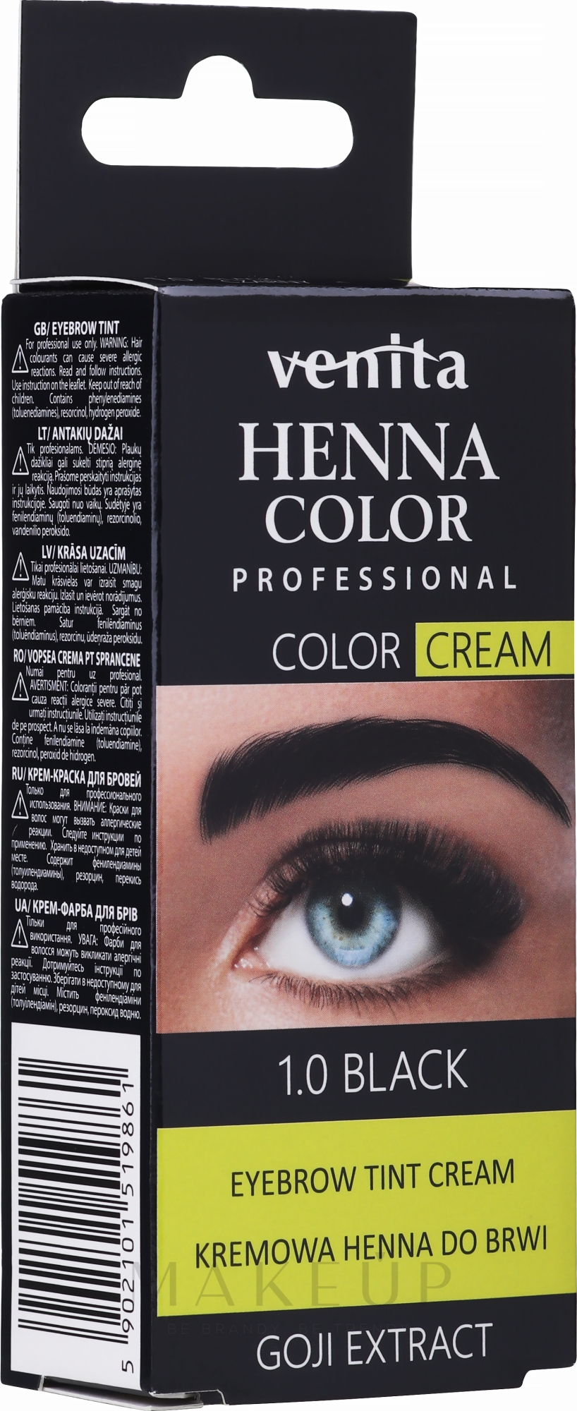 Farbcreme für Augenbrauen mit Henna - Venita Professional Henna Color Cream Eyebrow Tint Cream — Bild 1.0 - Black