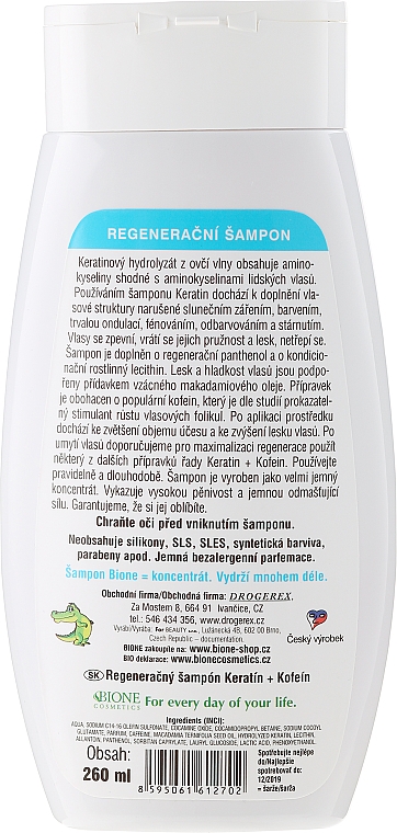 Regenerierendes Haarshampoo mit Keratin und Kofein für Männer - Bione Cosmetics Keratin + Caffeine Regenerative Shampoo For Men — Bild N2