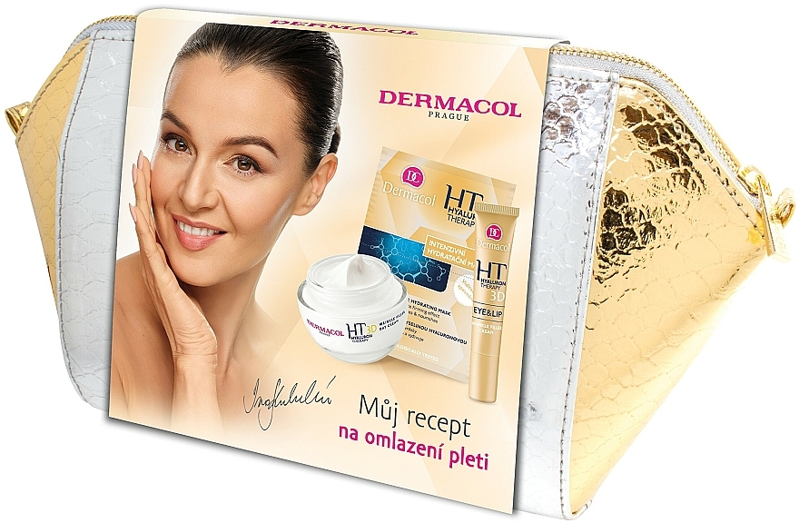 Gesichtspflegeset - Dermacol Hyaluron Therapy 3D (Gesichtscreme 50ml + Augencreme 15ml + Gesichtsmaske 2x8ml + Kosmetiktasche) — Bild N1