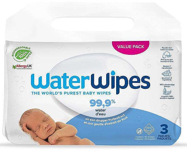 Baby-Feuchttücher 3x60 St.  - WaterWipes Baby Wipes  — Bild N1