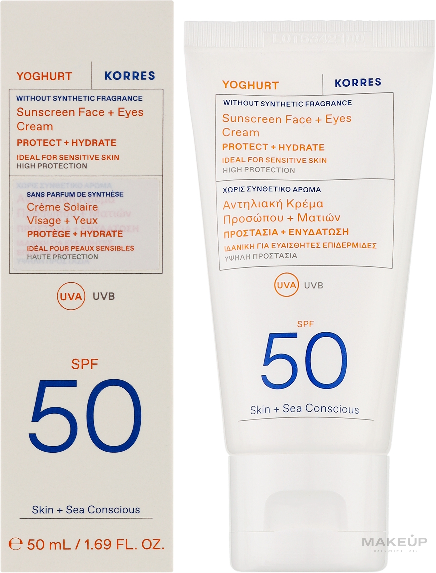 Sonnencreme für das Gesicht - Korres Yoghurt Sunscreen Face & Eyes Cream SPF50 — Bild 50 ml