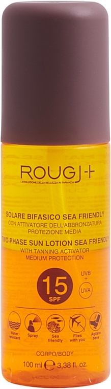 Zweiphasige Bräunungslotion SPF 15 - Rougj+ Two-Phase Sun Lotion Medium Protection With Tanning Activator SPF 15 — Bild N1