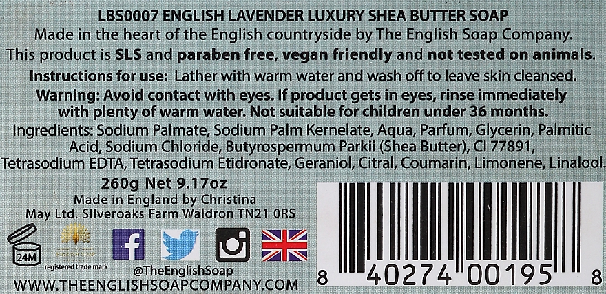 Luxuriöse Seife English Lavender mit Sheabutter - The English Soap Company English Lavender Luxury Shea Butter Soap — Bild N3