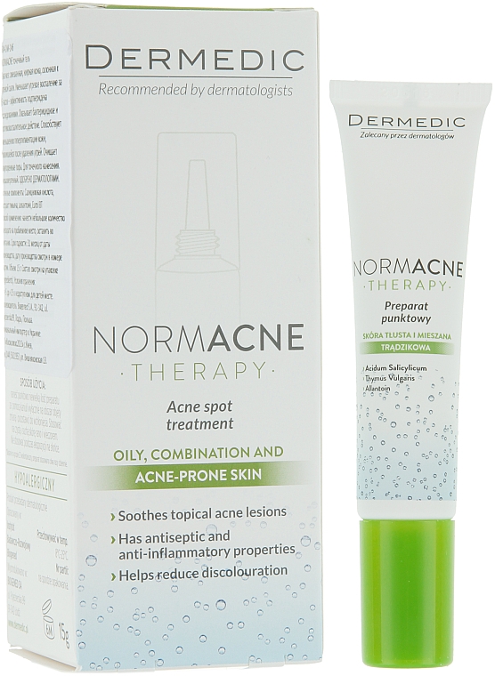 Anti-Pickel Gesichtscreme für Akne, fettige und Mischhaut - Dermedic Normacne Therapy Spot Treatment — Foto N3