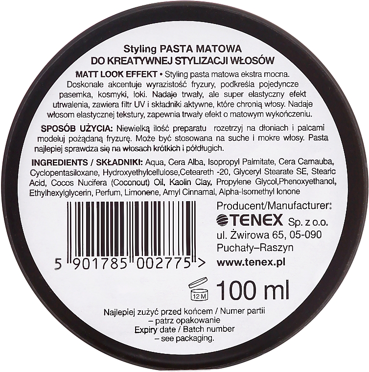 Modellierende Haarpasta mit Matt-Effekt - Tenex Stile Unico Pasta — Bild N3