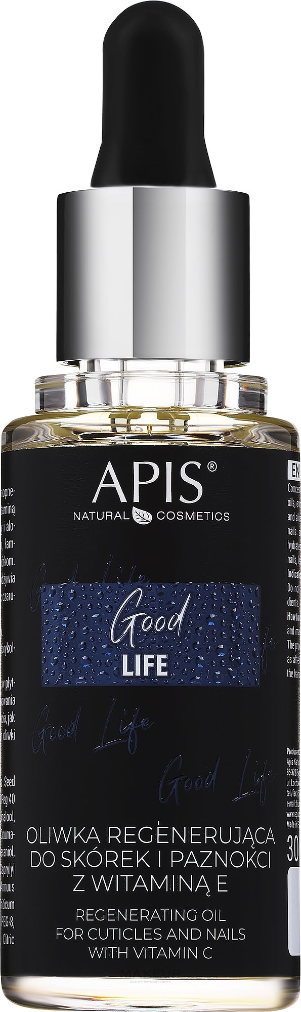 Konzentriertes Nagel- und Nagelhautöl mit Vitamin E - Apis Good Life Regenerating Oil For Cuticles & Nails — Foto 30 ml