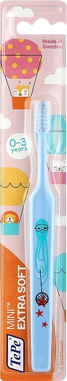 Kinderzahnbürste 0-3 Jahre extra weich hellblau - TePe Mini Extra Soft — Bild N2