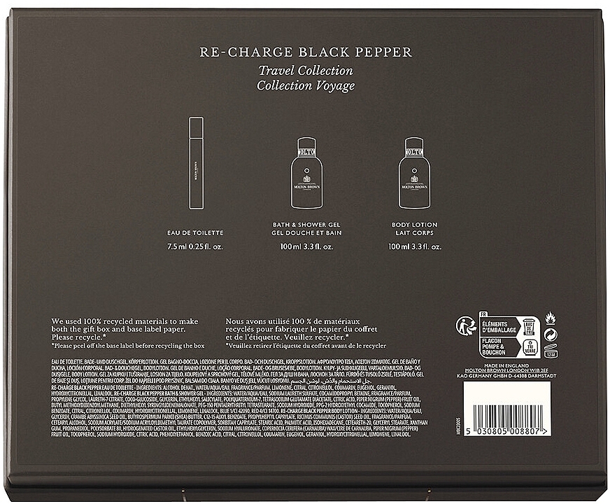 Molton Brown Re-charge Black Pepper - Duftset (Eau de Toilette Mini 7,5ml + Duschgel 100ml + Körperlotion 100ml)  — Bild N3