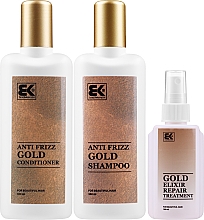 Haarpflegeset - Brazil Keratin Anti Frizz Gold (Shampoo 300ml + Conditioner 300ml + Haarelixier 100ml) — Foto N2