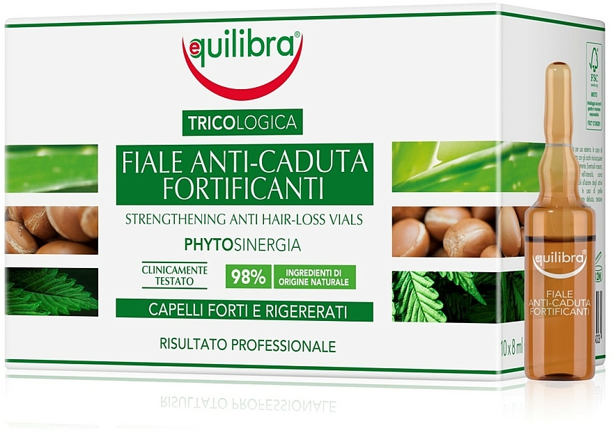 Stärkende Ampullen gegen Haarausfall mit Aloe Vera, Arganöl und pflanzlichem Keratin - Equilibra Tricologica