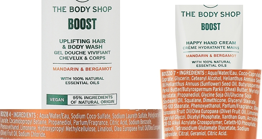 Körperpflegeset - The Body Shop Mandarin & Bergamot Vegan Boost (Duschgel 200ml + Öl 9ml + Handcreme 30ml) — Bild N4