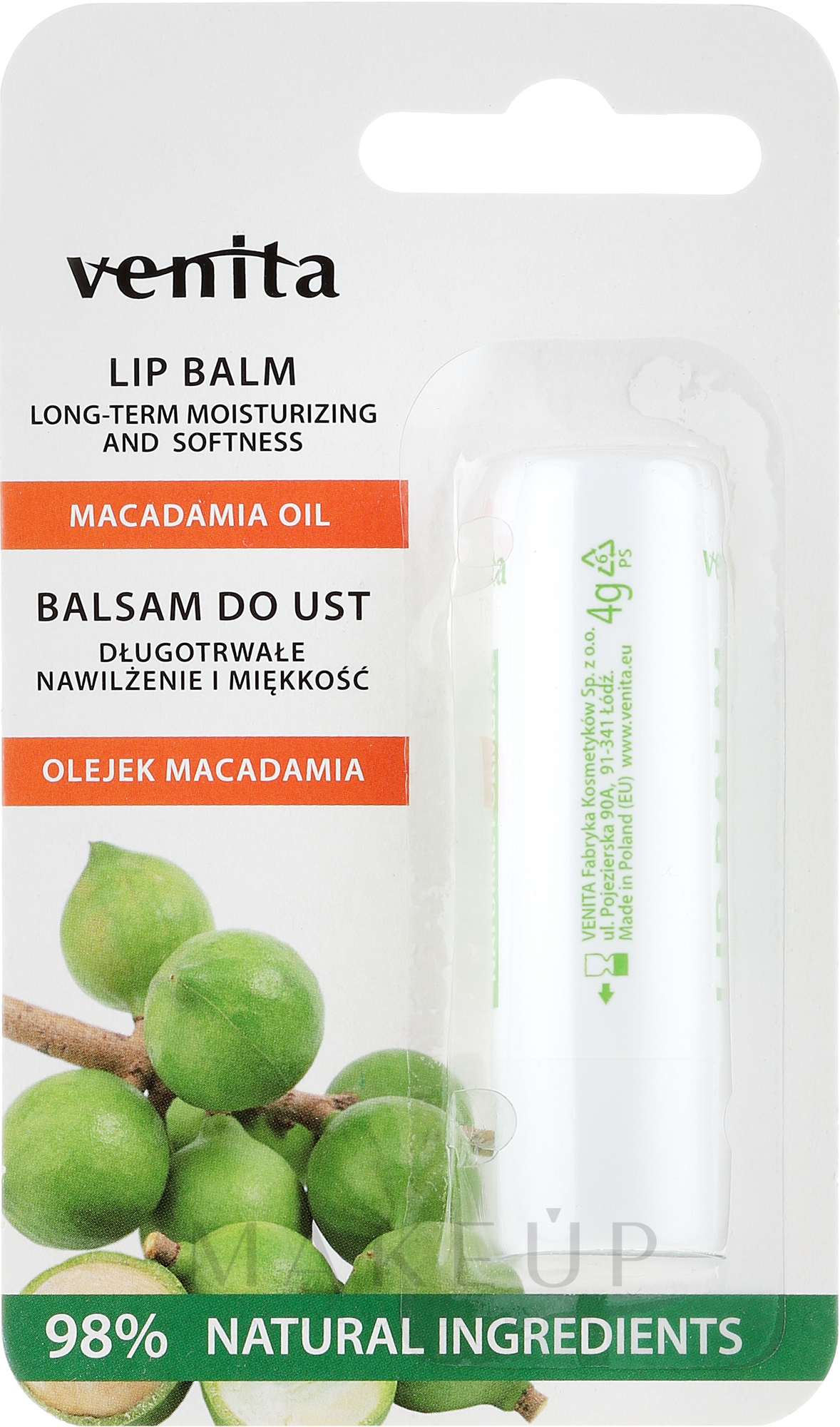 Lippenbalsam mit Macadamiaöl - Venita Lip Balm Macadamia Oil — Bild 4 g