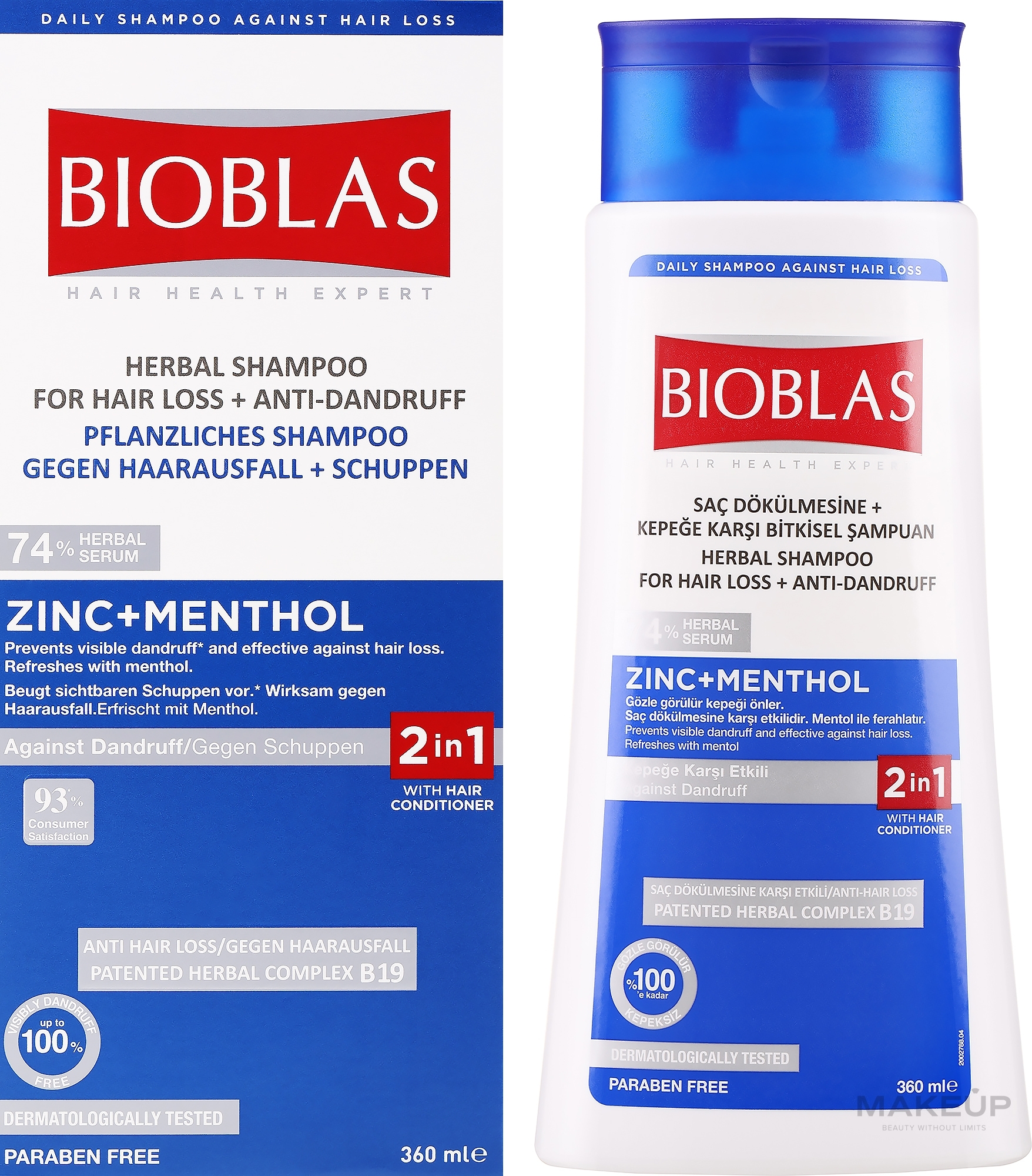 Shampoo gegen Haarausfall und Shuppen - Bioblas Zinc Pyrithione Against Hair Loss And Dandruff Shampoo — Bild 360 ml