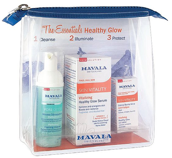 Set - Mavala The Essentials Healthy Glow (foam/50ml + ser/30ml + cr/5ml + bag/1pc) — Bild N1