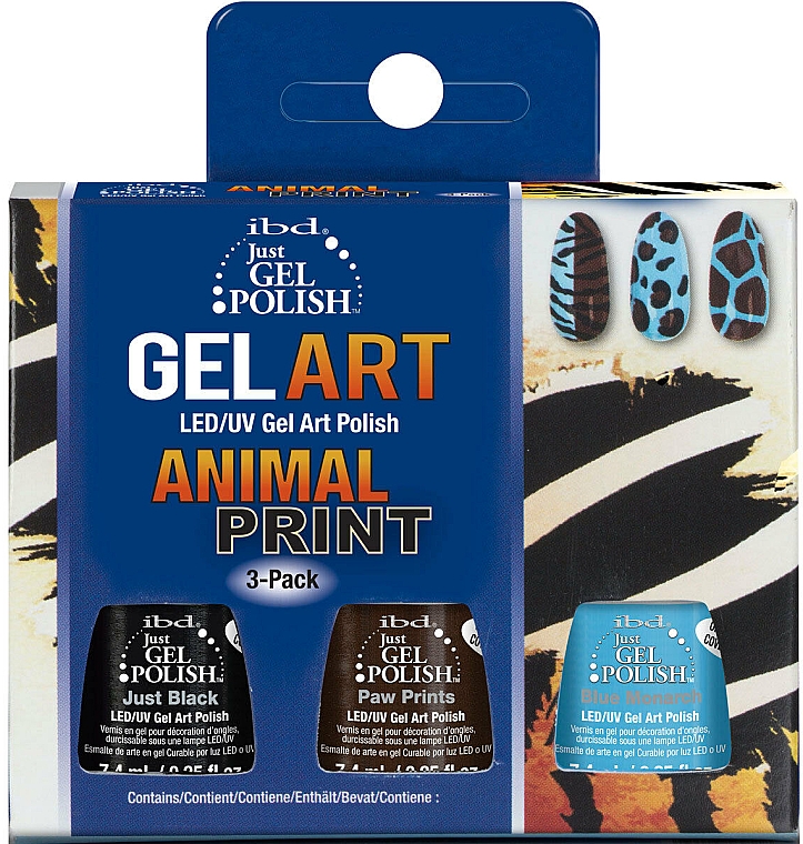 Nagelpflegeset - IBD Just Gel Polish Animal Print Gel Art(Gel Nagellack 3x7.4ml) — Bild N1
