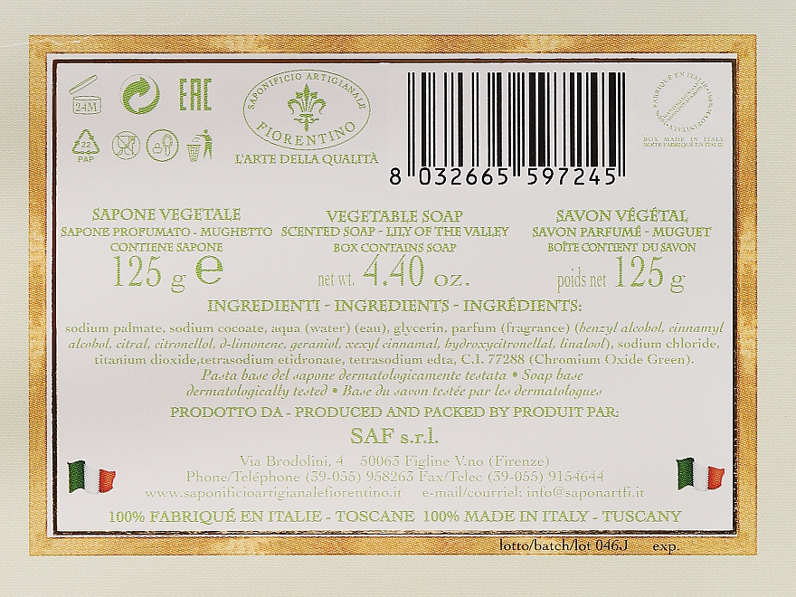 Naturseife mit Maiglöckchen-Duft - Saponificio Artigianale Fiorentino Botticelli Lily Of The Valley Soap — Bild N3