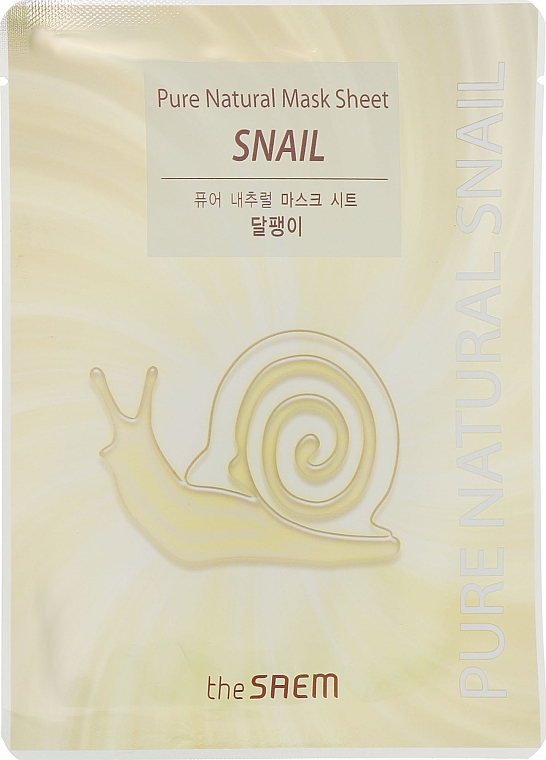 Feuchtigkeitsspendende Tuchmaske für das Gesicht mit Schneckenschleimfiltrat - The Saem Pure Natural Mask Sheet Snail — Bild N1