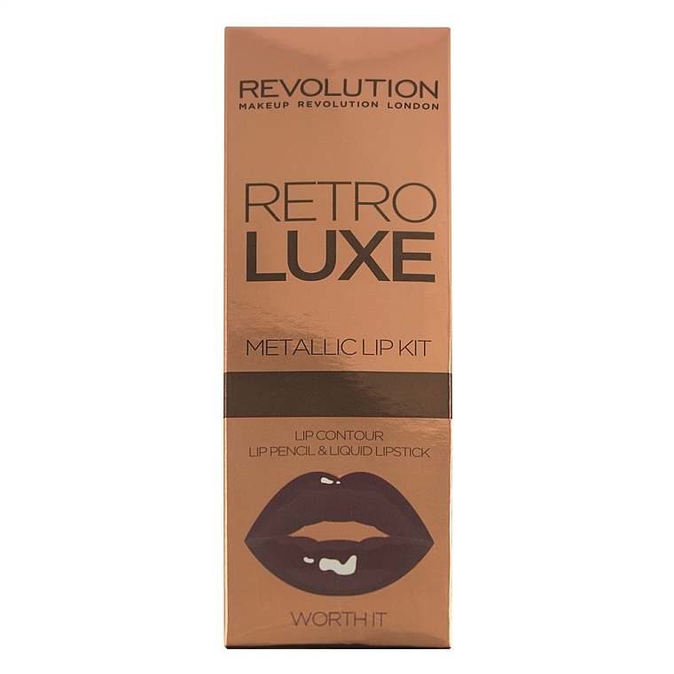 Makeup Revolution Retro Luxe Kits Metallic (Lippenstift 5.5ml + Lippenkonturenstift 1g) - Make-up Set  — Bild N1
