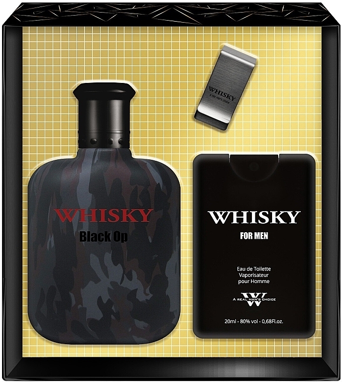 Evaflor Whisky Black Op - Duftset (Eau de Toilette /100 ml + Eau de Toilette /20 ml + Geldscheinklammer)  — Bild N1