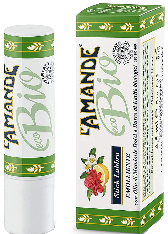 Pflegender und feuchtigkeitsspenderer Lippenbalsam mit Sheabutter und Süßmandelöl - L'Amande Eco Bio Softening Lip Balm — Bild N1