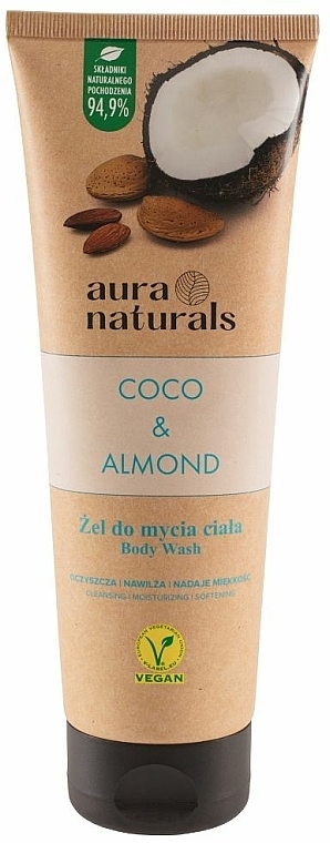 Feuchtigkeitsspendendes Duschgel mit Kokosnuss und Mandel - Aura Naturals Coco & Almond Body Wash — Bild N1
