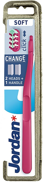 Zahnbürste weich mit 2 Ersatzbürstenköpfen rosa - Jordan Change Soft — Bild N1