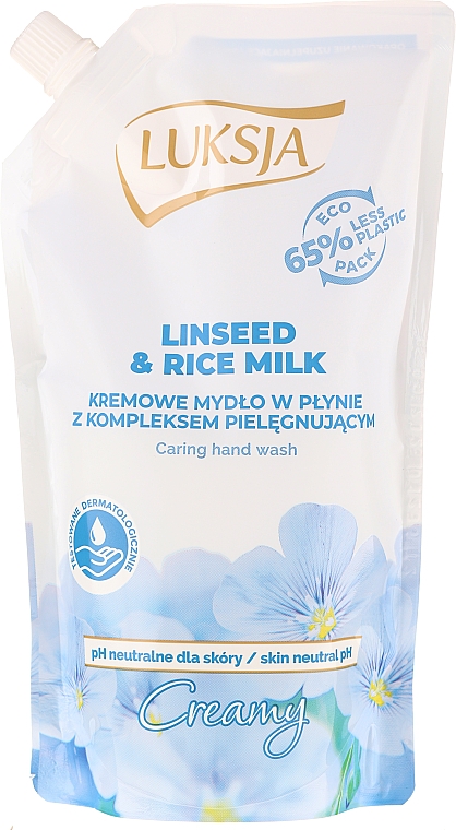 Feuchtigkeitsspendende Flüssigseife mit Lein und Reismilch - Luksja Linen & Rice Milk Soap (Doypack) — Bild N1
