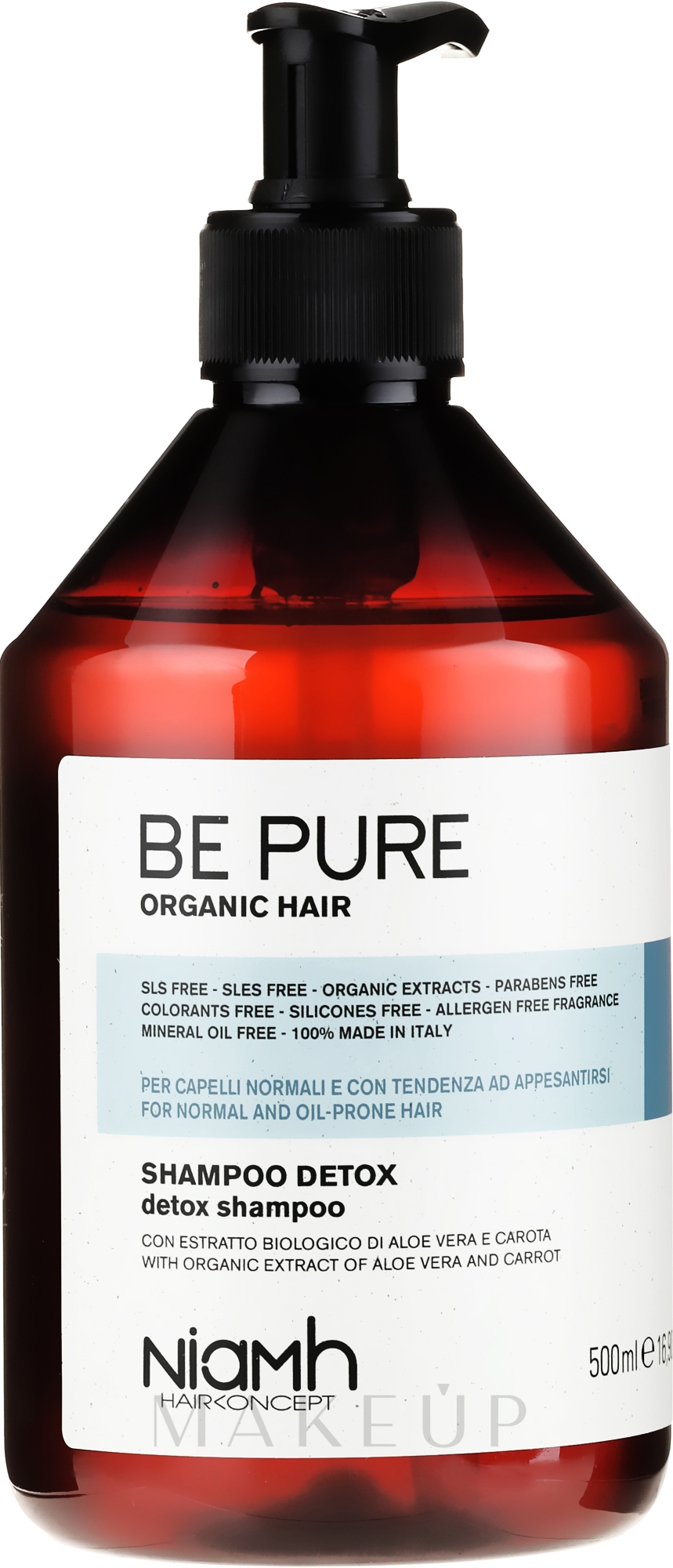 Regulierendes Shampoo mit Aloe Vera- und Karotten-Extrakt - Niamh Hairconcept Be Pure Detox Shampoo — Bild 500 ml