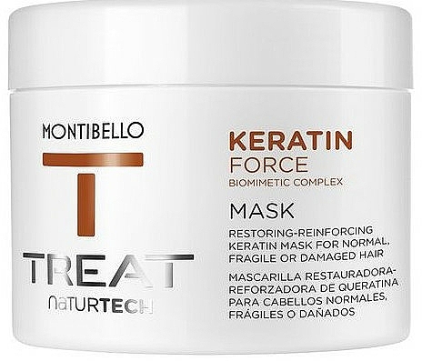 Regenerierende Keratinmaske für normales, sprödes und geschädigtes Haar - Montibello Treat NaturTech Keratin Force Mask — Bild N1