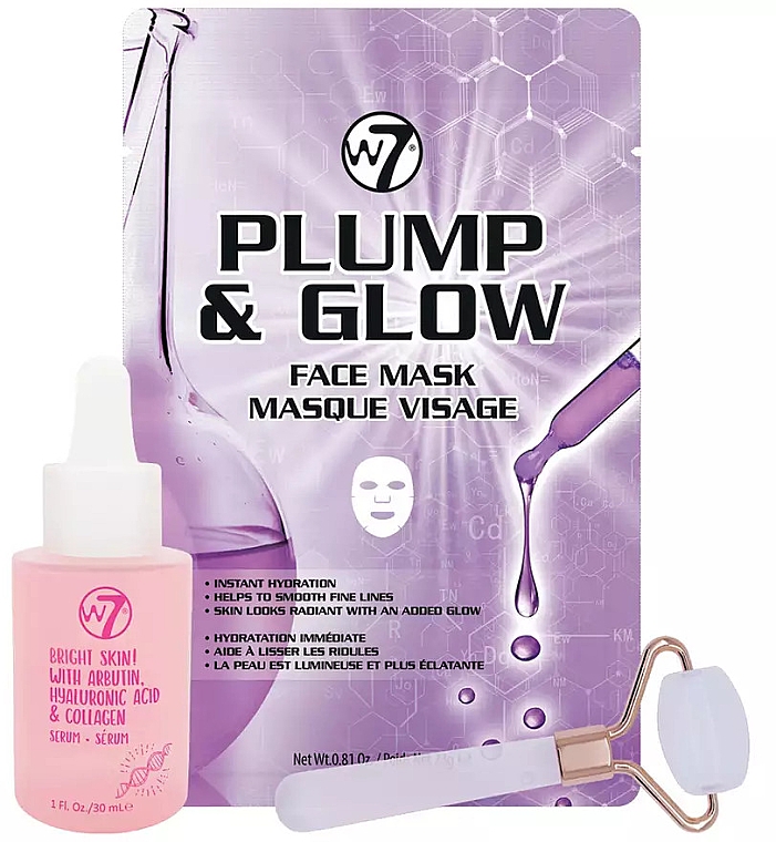 Gesichtspflegeset - W7 Face Care Set Glowout! (Serum 30ml + Maske 23g + Massageroller) — Bild N1