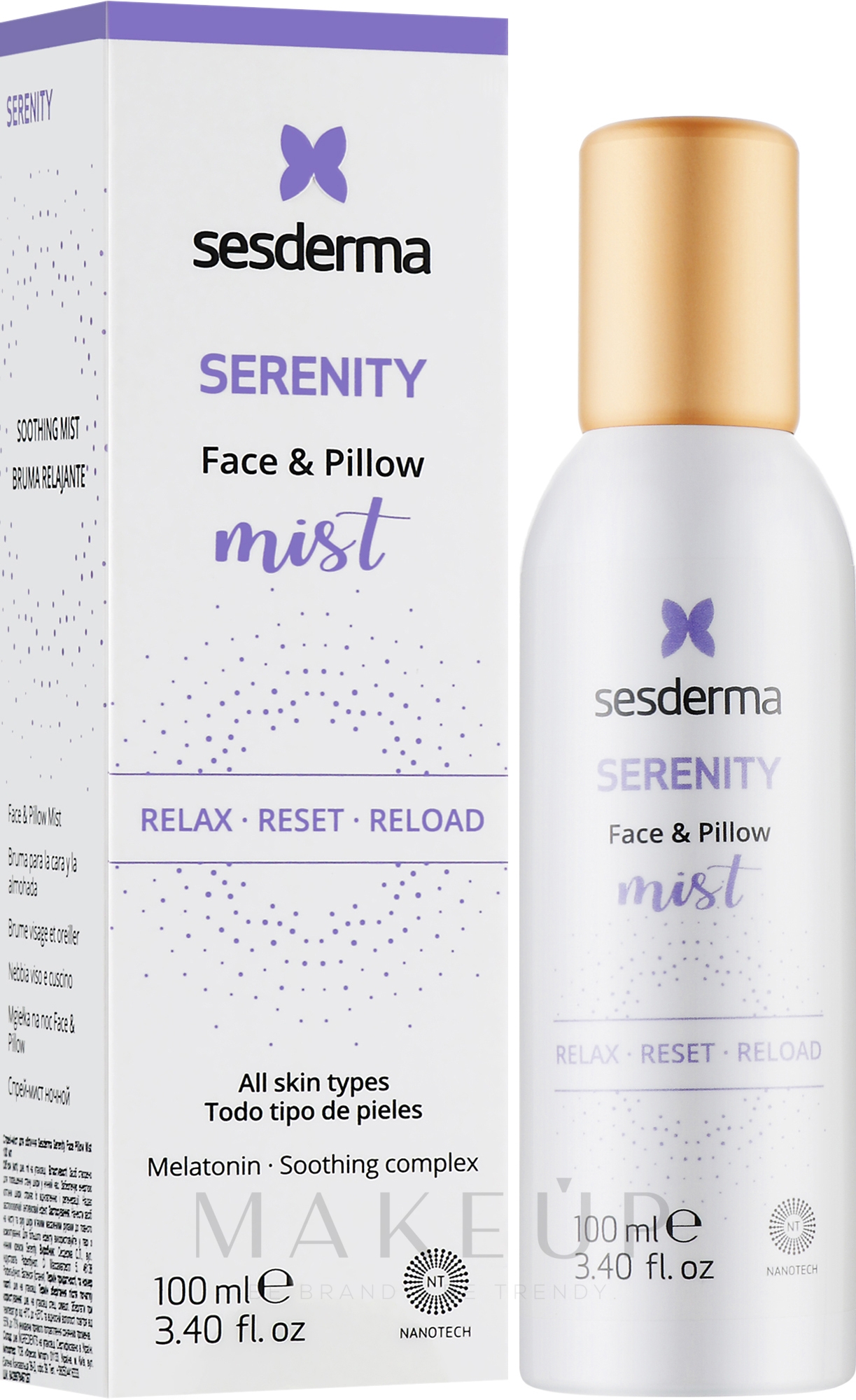 Nachtspray-Nebel für das Gesicht - Sesderma Serenity Face Pillow Mist — Bild 100 ml