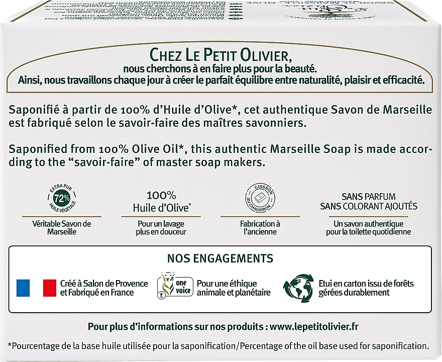 Feste Seife mit Olivenöl - Le Petit Olivier Olive Marseille Soap — Bild N3