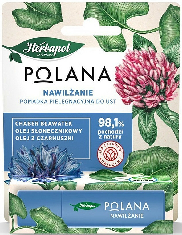 Feuchtigkeitsspendender Lippenbalsam mit Kornblume, Sonnenblumen- und Schwarzkümmelöl - Polana — Bild N1